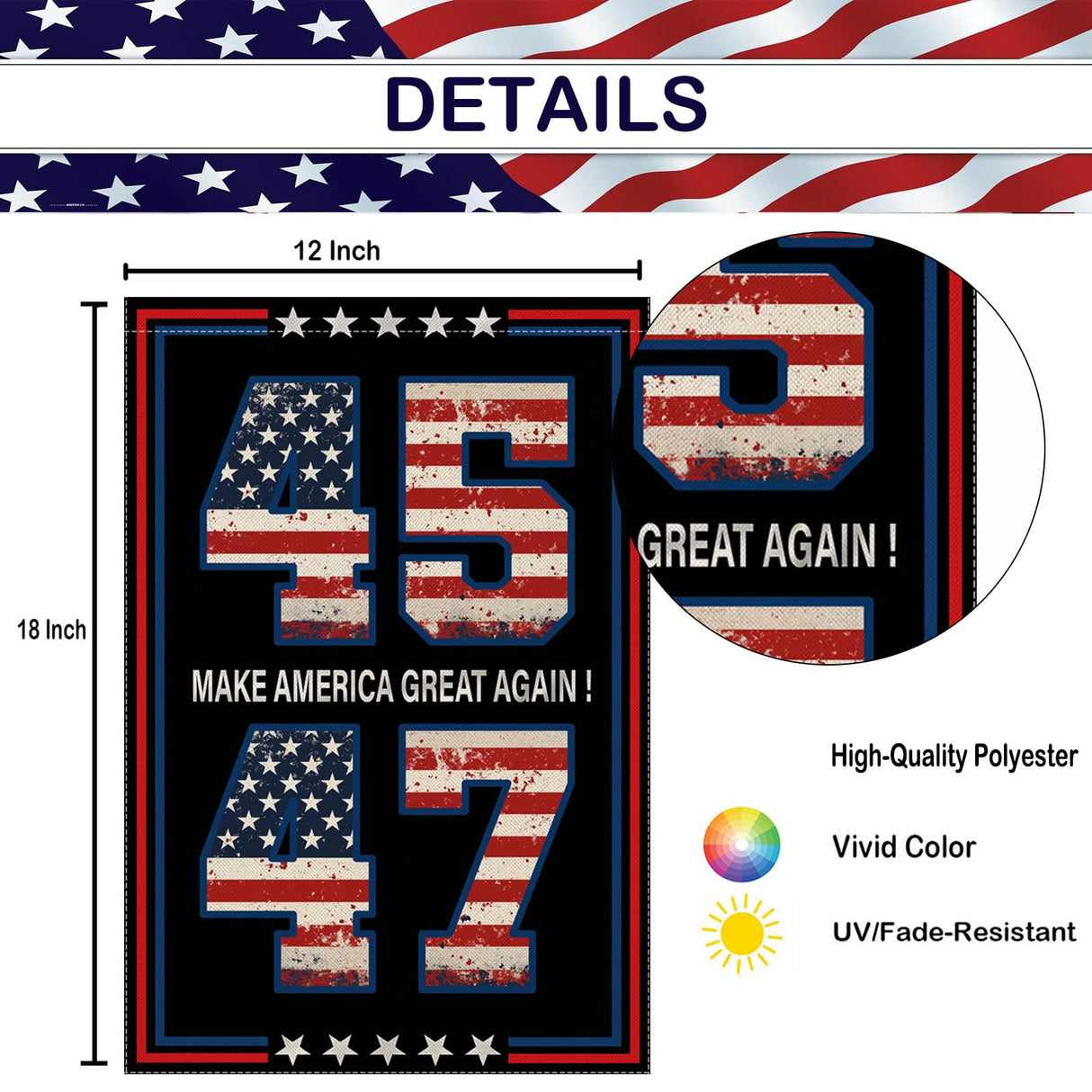 EKOREST Donald Trump 2024 Garden Flags for Outside, 45 47 Take America Back Yard Decoration,Small Outdoor Decor for American President Election,12x18 Inch Double Sided