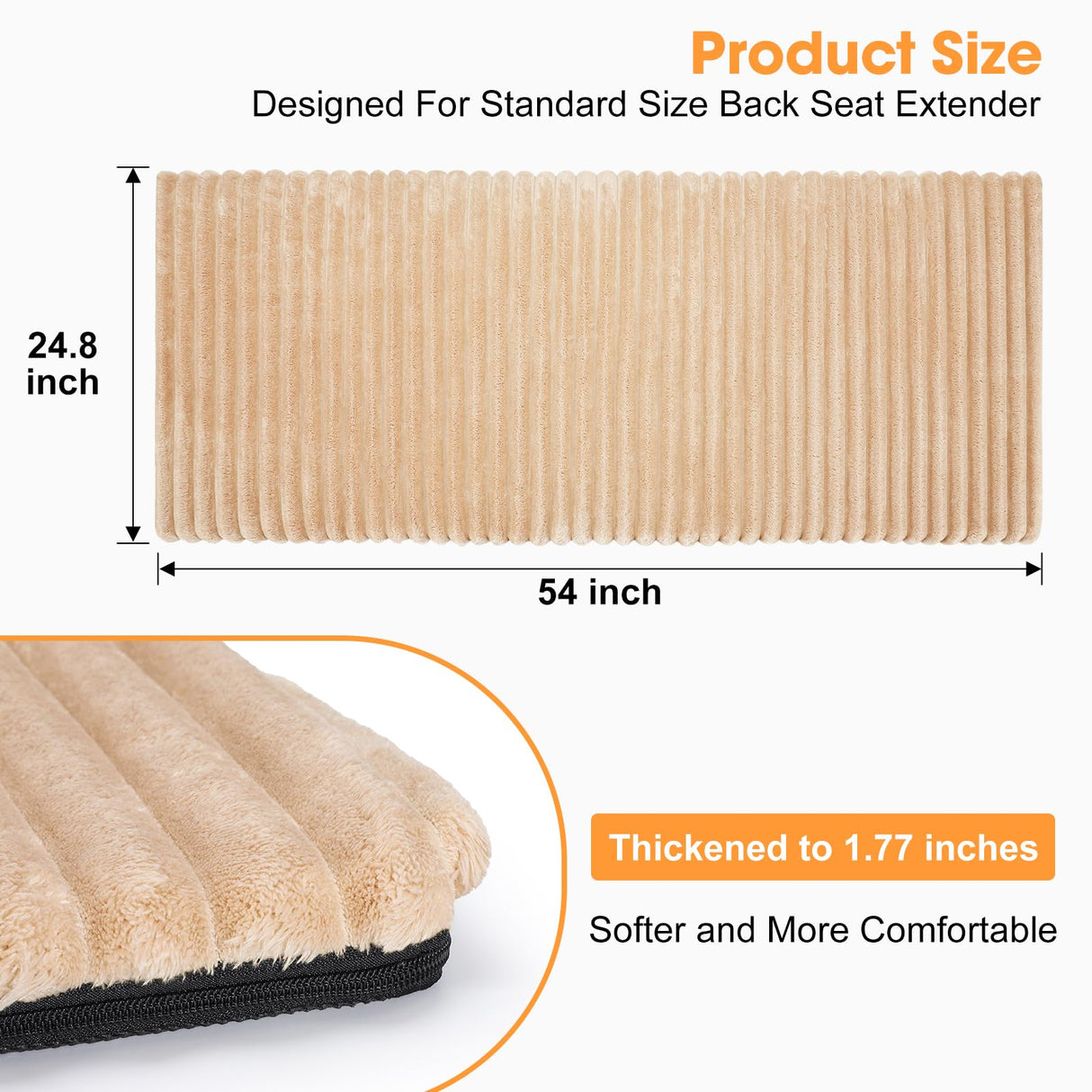 FURTIME Backseat Pet Bed Mat, Non-Slip Dog Bed for Car Back Seat, Washable Travel Pet Mat with Removable Cover, Dog Seat Covers Protector Fit for Backseat Extenders and Trucks SUVs, 54"x 24.8", Brown