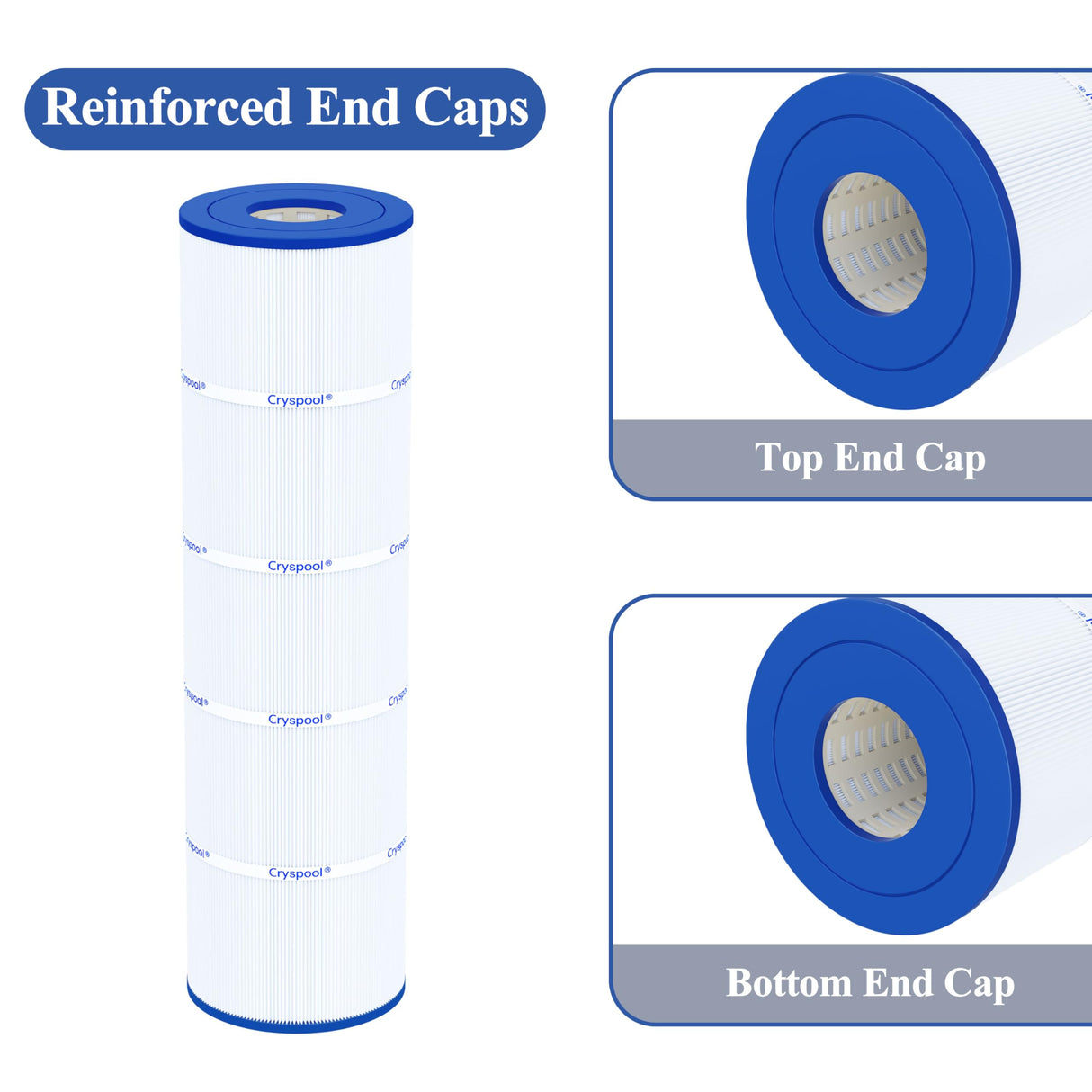Cryspool® 07077 Filter Compatible with CCP420, Clean and Clear Plus 420, PCC105-PAK4, R173576, 570-0425-07, C-7471, 178584, 817-0106, FC-6470, 4×105 Sq. Ft Pool Filter Cartridges, 4 Pack