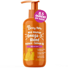 Load image into Gallery viewer, Zesty Paws Wild Alaskan Omega-3 Blend Pollock + Salmon Oil for Dogs and Cats- Skin and Coat Support, Omega 3 Supplement for Pets, 8.5oz