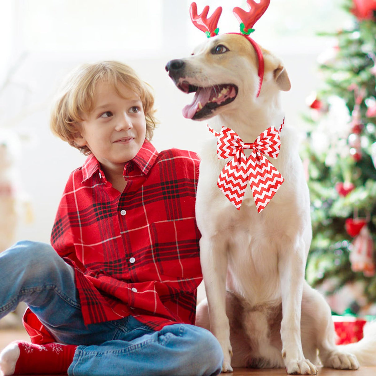 Segarty Dog Neck Christmas Bow Ties 30PCS Assorted Pattern Adjustable Pet Collar Bowtie for Medium Large Dog Bowknot Costumes Grooming Accessories Photography New Year Festival Party Pet Style Gift