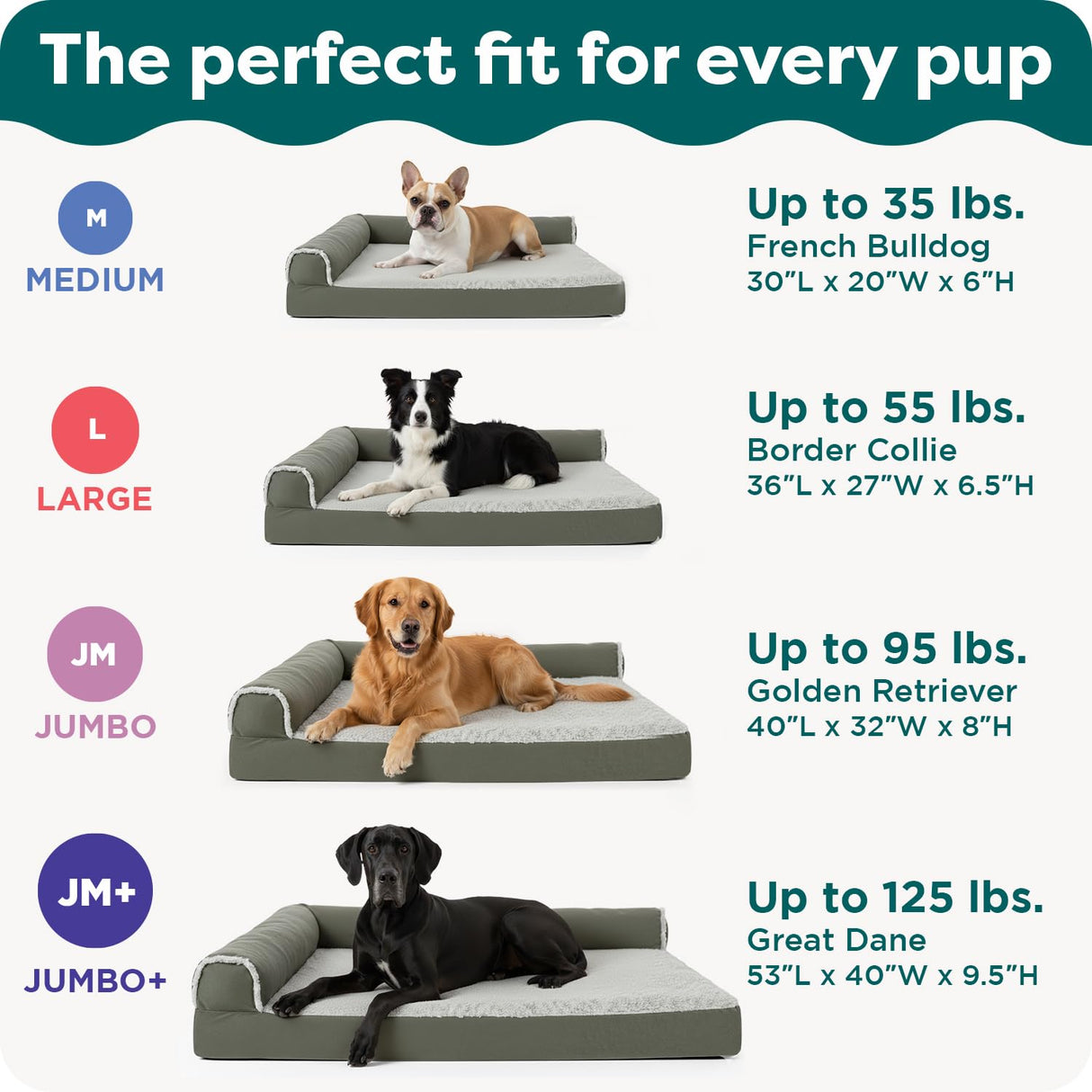 Furhaven Orthopedic Dog Bed for Large Dogs w/ Removable Bolsters & Washable Cover, For Dogs Up to 95 lbs - Plush & Almond Print L Shaped Chaise - Blue Almonds, Jumbo/XL