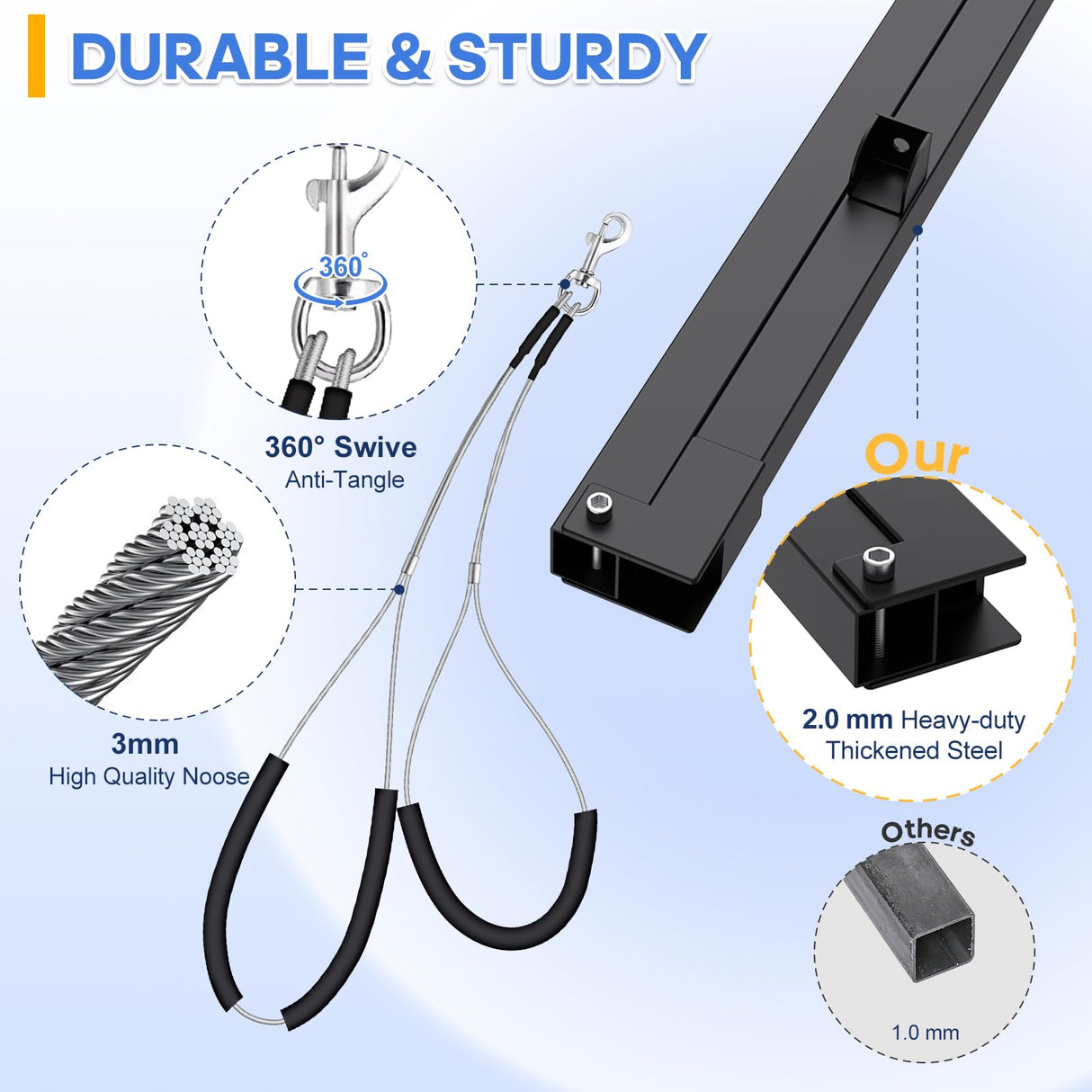 Dog Grooming Arm with Hair Dryer Stand, Adjustable 37'' Dog Grooming Table Arm with Clamp & Dogs Restraints for Grooming Small Medium Dogs Cats, Foldable Pet Grooming Stand at Home