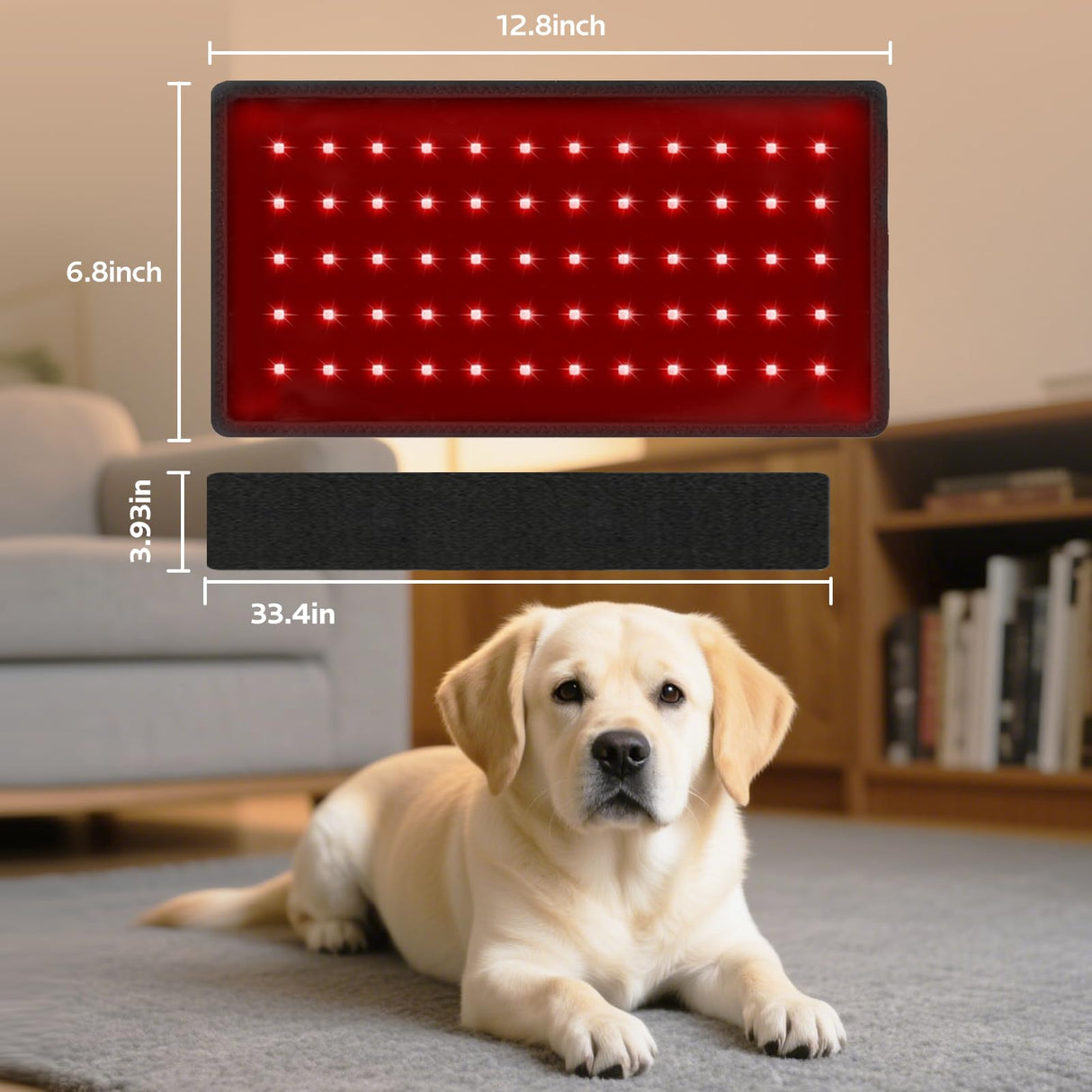 Red Light Therapy for Dogs,Wearable Infrared Light Therapy Belt for Pets Wounds Repair,Joint & Back Pain Relief,12.8 × 6.8 in 660/850 nm 80-LED Pad