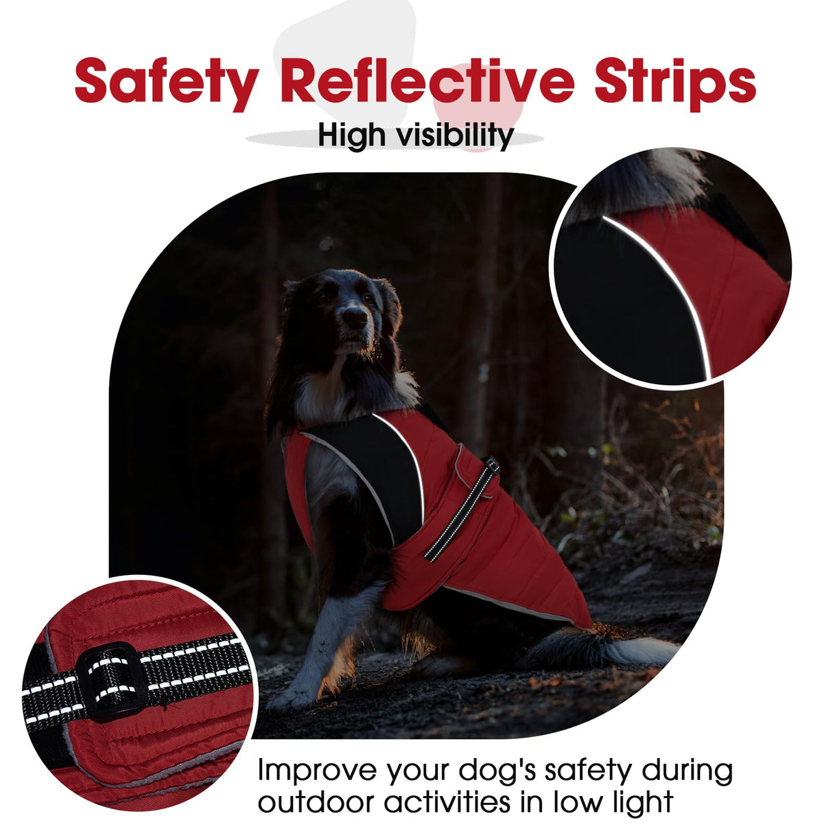 Nanaki Warm Dog Coats for Winter, Fleece Lined Furry Collar, Waterproof Reflective Dog Snowsuit with Leash Hole for Outdoor Walking Hunting, Easy On Cold Weather Puppy Jacket Vest, Beagle, Red L