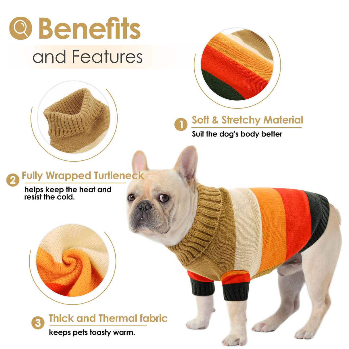 AOFITEE XL Dog Sweater, Extra Large Dog Sweater Girl Boy, Stretchy Turtleneck Pet Sweaters for Large Breed, Warm Dog Holiday Pullover for Labrador, Golden Retriever, Rottweiler (Brown XL)