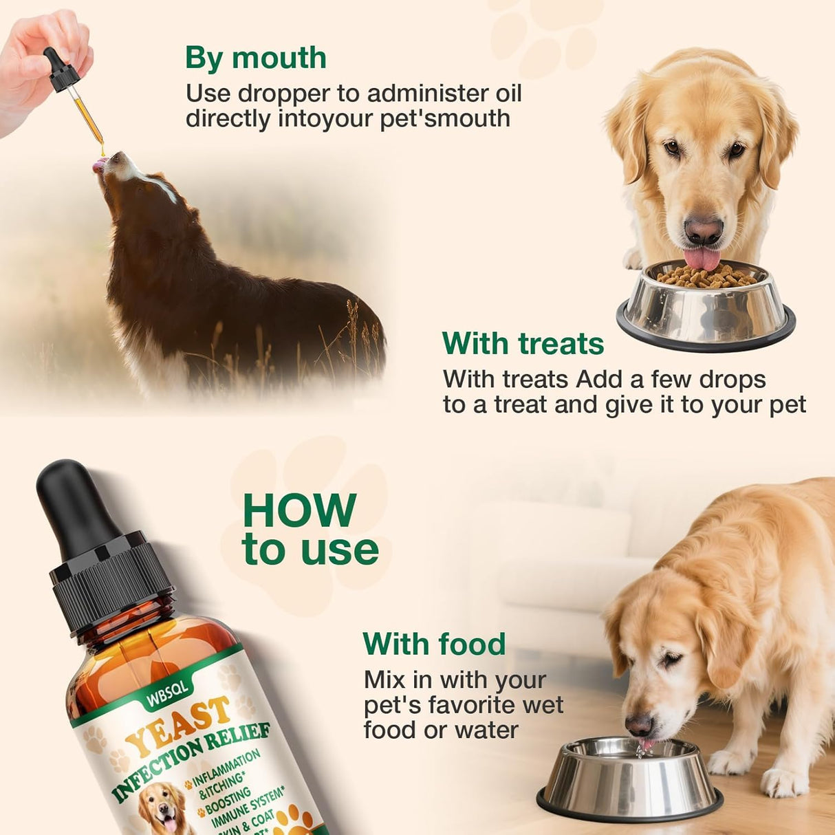 Yeast Infection Treatment for Dogs & Cats - Dog Ear & Skin Itch Relief, Allergy Symptoms Relief, Reduces Inflammation & Irritation - Supports Immune Health with Multivitamins Probiotics, 2 fl oz