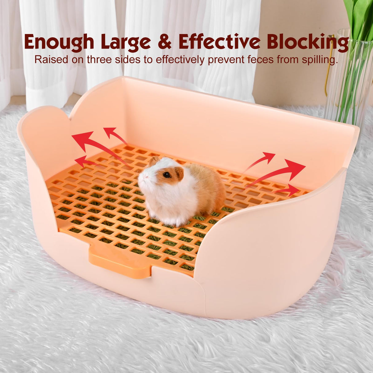 RUBYHOME Large Bunny Litter Box (15.5" x 11.1" x 6.2") Small Animal Litter Pet Toilet Potty Trainer Corner Litter Bedding Box Pet Pan for Rabbit Guinea Pig Easy to Clean (Orange)