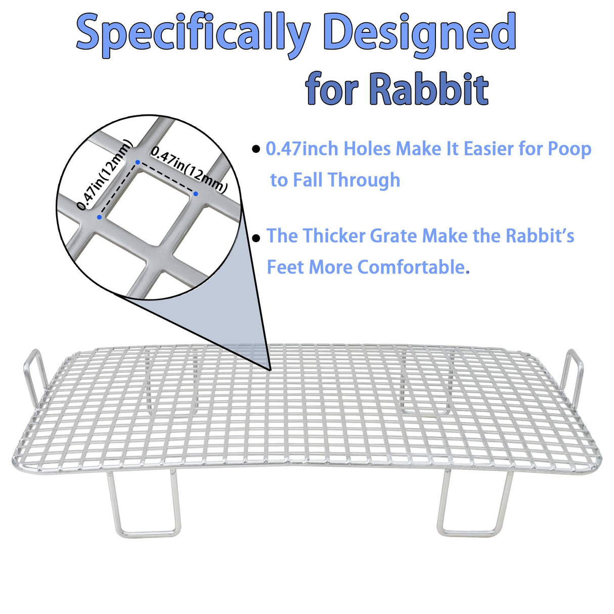 HUQIZOO Stainless Steel Rabbit Litter Box,Bunny Litter Pan with Widened Grid,Toilet Tray,High Back Wall,Deep Waste Storage (Medium)