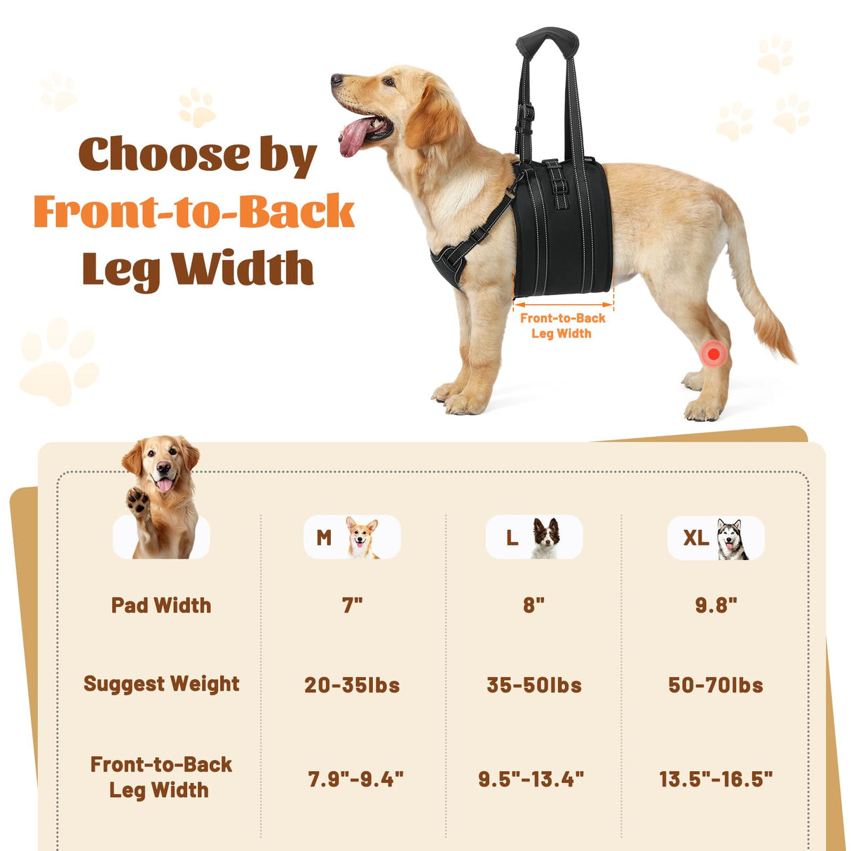 NOYAL Dog Lift Harness Sling - Adjustable Pet Carrier for Senior Dogs with Arthritis Joint Injuries, Emergency Support Rehabilitation Aid for Nail Trimming, Stairs Assistance