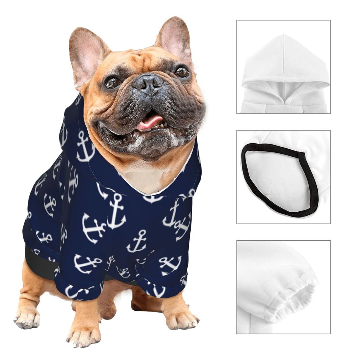 Keep Your Pets Warm and Cozy with Dog Sweatshirt and Winter Clothing, Navy Nautical Anchor Pets wear Hoodies
