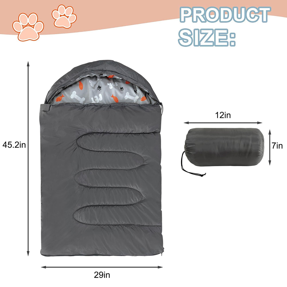GeerDuo Dog Sleeping Bag Waterproof Warm Packable Dog Bed Mat with Storage Bag for Indoor Outdoor Travel Camping Hiking Backpacking (Grey)