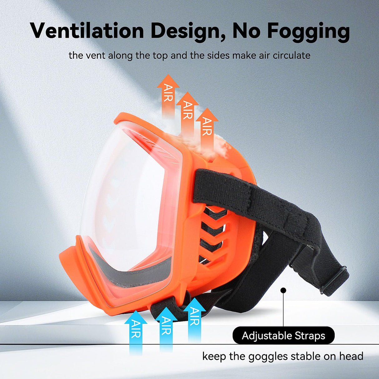 Billionchains Dog Sunglasses UV Protection Clear Dog Goggles Windproof Glasses with Elastic Straps for Medium-Large Breed, Orange Frame + Clear Lens