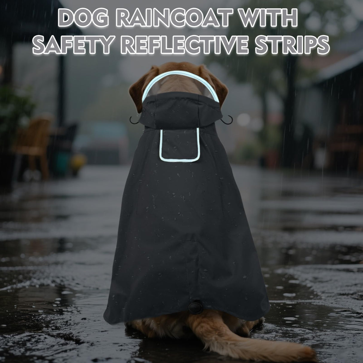 Dora Bridal Dog Raincoat for Large Dogs, Adjustable Clear Hooded Dog Rain Jacket, Waterproof Dogs Rain Coat Poncho with Reflective Strips for Labrador, Golden Retriever, German Shepherd, Grey,3XL