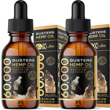 Load image into Gallery viewer, Buster's Organic Hemp Oil Large 60 Milliliters 2Pack 4Month Supply for Dogs Cats, Made in USA Omega Rich 3 6 and 9 Hip and Joint Health, Natural Relief, Calming