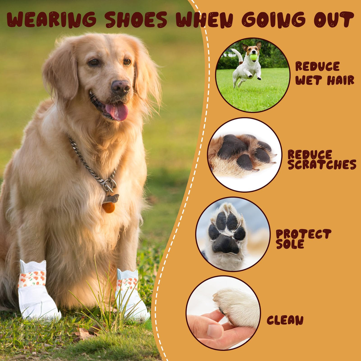 ziyue 40Pcs Disposable Dog Booties for Paw Protection Dog Feet Covers Pet Shoes for Dogs Paw Wound Recovery Protectors with 2 Roll Dogs Paw Bandage for Medium Large Breeds(Blue, 40 Pack)