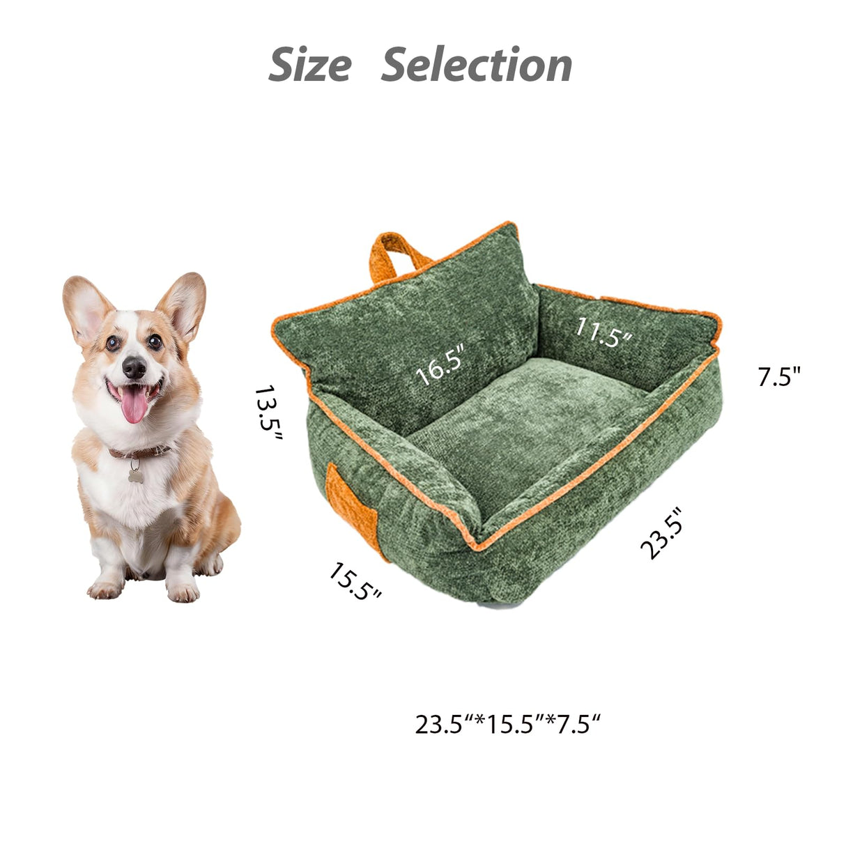 RAFASAFA Orthopedic Dog Bed with Memory Foam, Washable Plush Pet Bed for Small, Medium & Large Dogs, Cozy Bolster Crate Dog Bed for Joint Support & Comfort.(Green)