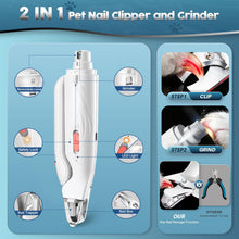 Load image into Gallery viewer, 2-in-1 Dog & Cat Nail Clippers and Grinder with Light – Upgraded Safety Guard to Avoid Overcutting, Sharp Blade, Painless Quiet Pet Nail Claw Trimmers, Professional Grooming Tool for Large Small Pets