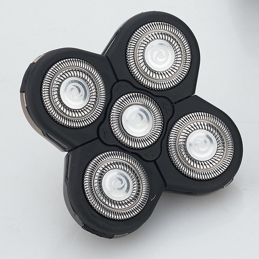 Men Electric Shavers Replacement Heads 5 in 1 Razor Replaceable Alternate Floating Washable Blade Trimmers Head (Black-1pcs)