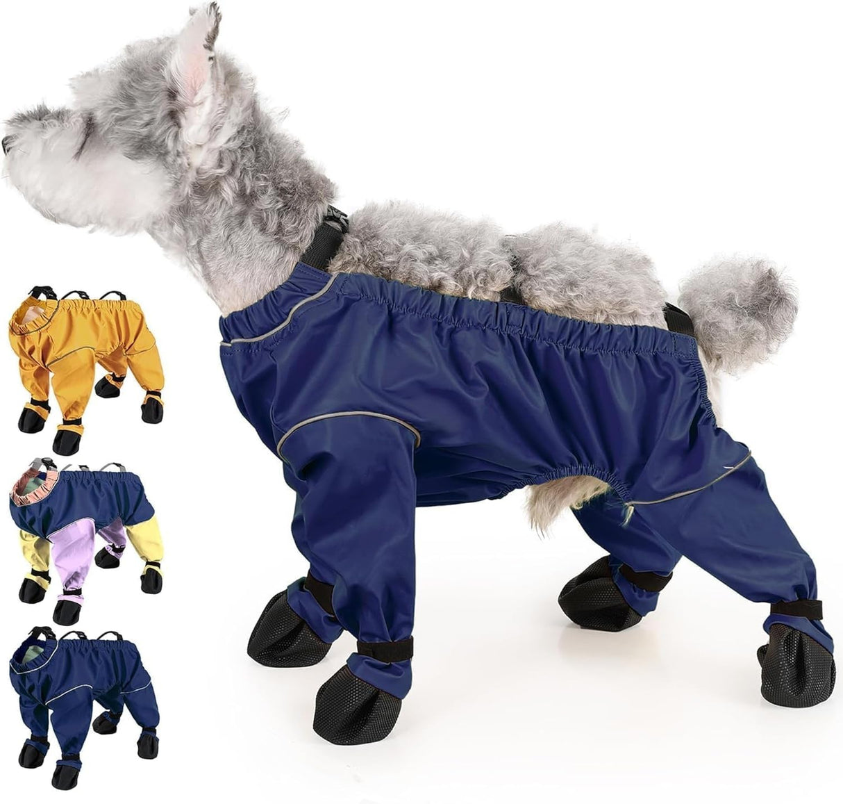 Waterproof Dog Boots Rain Boots with Suspender, Dogs Shoes Paw Protector for Small Medium Puppy, Anti-Slip Doggy Boot Belly Protector, Rain Booties Snow Booties (X-Large, bluef)