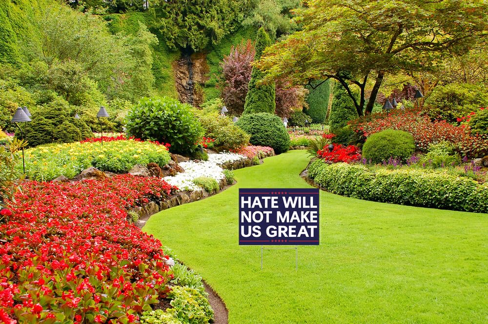Vrogadso Anti Trump Yard Signs Hate WIll Not Make America Great Sign Political Campaign Election Lawn Trump Yard Sign with Yard Stake 12''x18'' Large