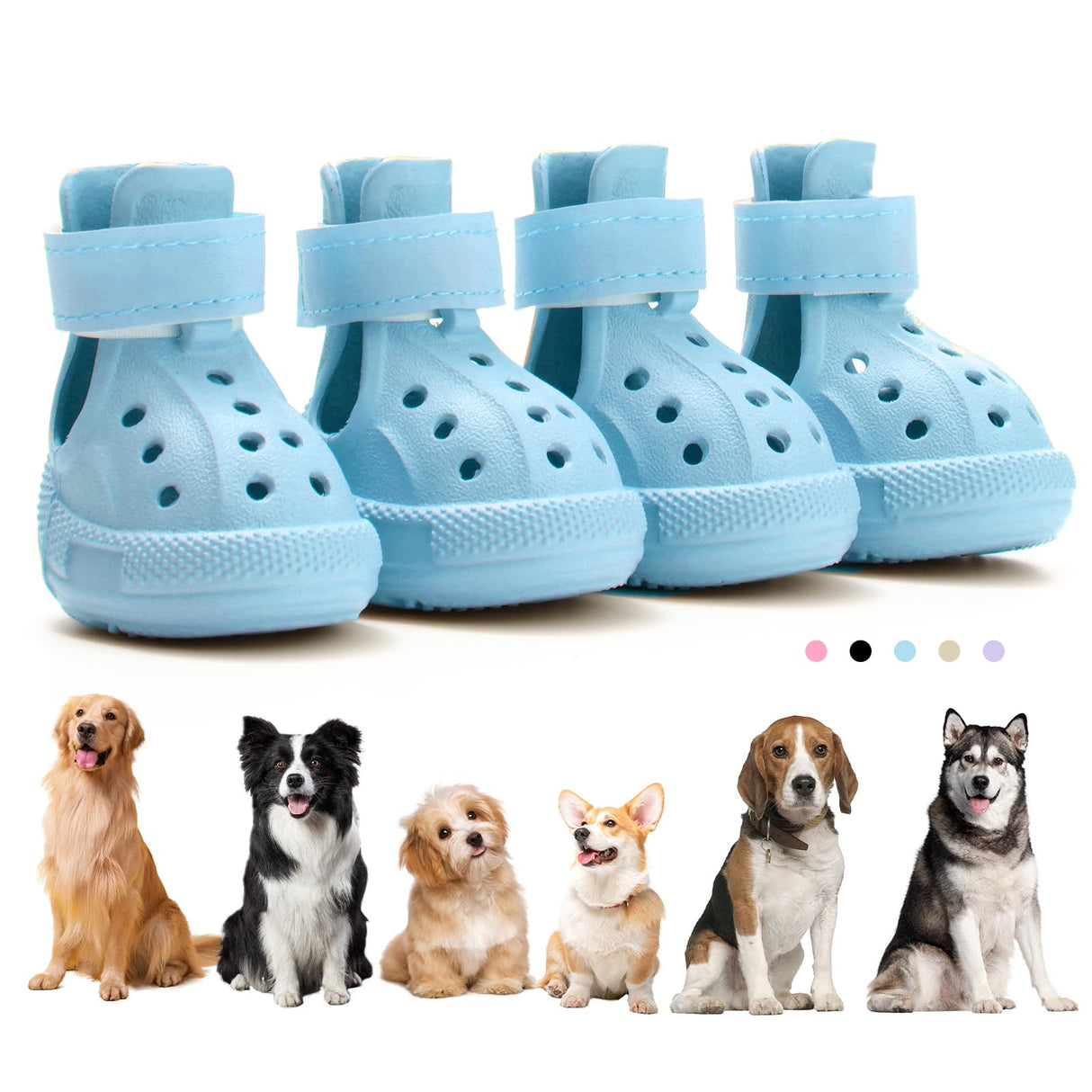 Tuqila Dog Boots for Hot Pavement & Snow, Waterproof Non-Slip Dog Shoes with Reflective Straps, Adjustable Pet Booties for Small to Large Dogs, Outdoor Paw Protection, 4Pcs