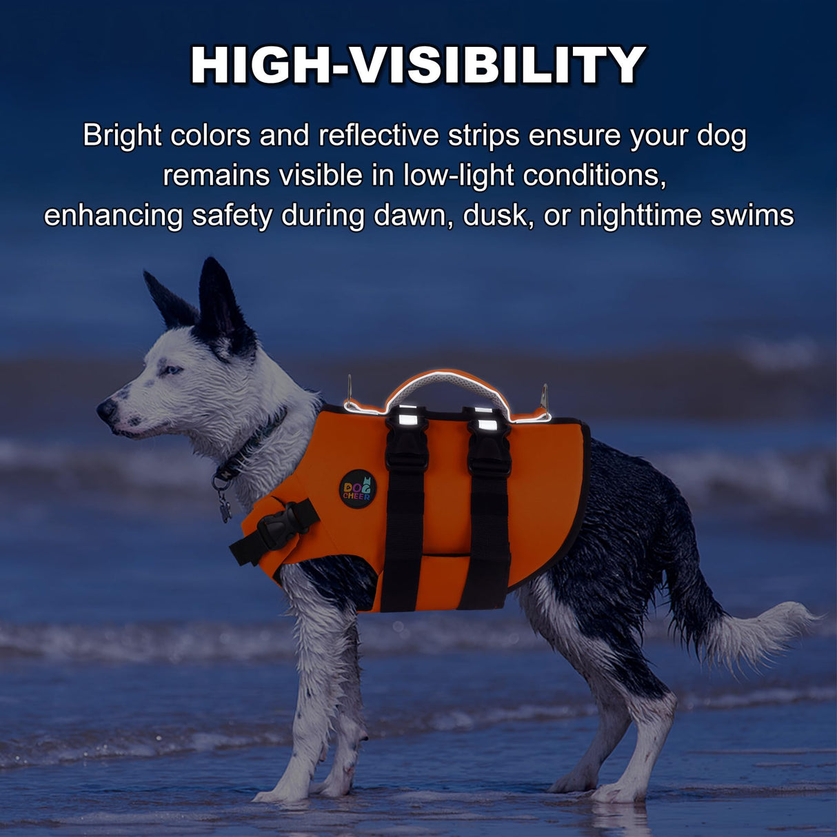 Dogcheer Dog Harness Life Jacket, High Buoyancy Neoprene Dog Life Vest for Swimming Boating, Adjustable Puppy Swim Vest Reflective Pet Float Vest for Small Medium Large Dogs - Orange, S