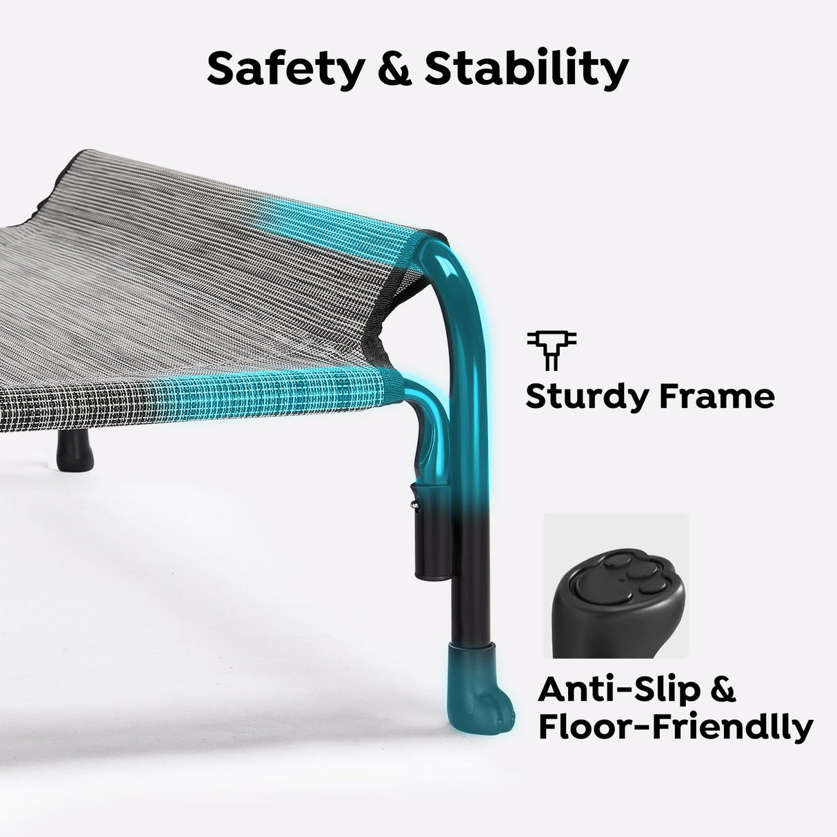 Veehoo XXL Outdoor Elevated Dog Bed, Raised Dog Cot for Extra Large Dogs, Cooling Washable Waterproof Pet Hammock Beds with Slope Headrest, Breathable Mesh and Sturdy Frame, XX-Large, CWC2204