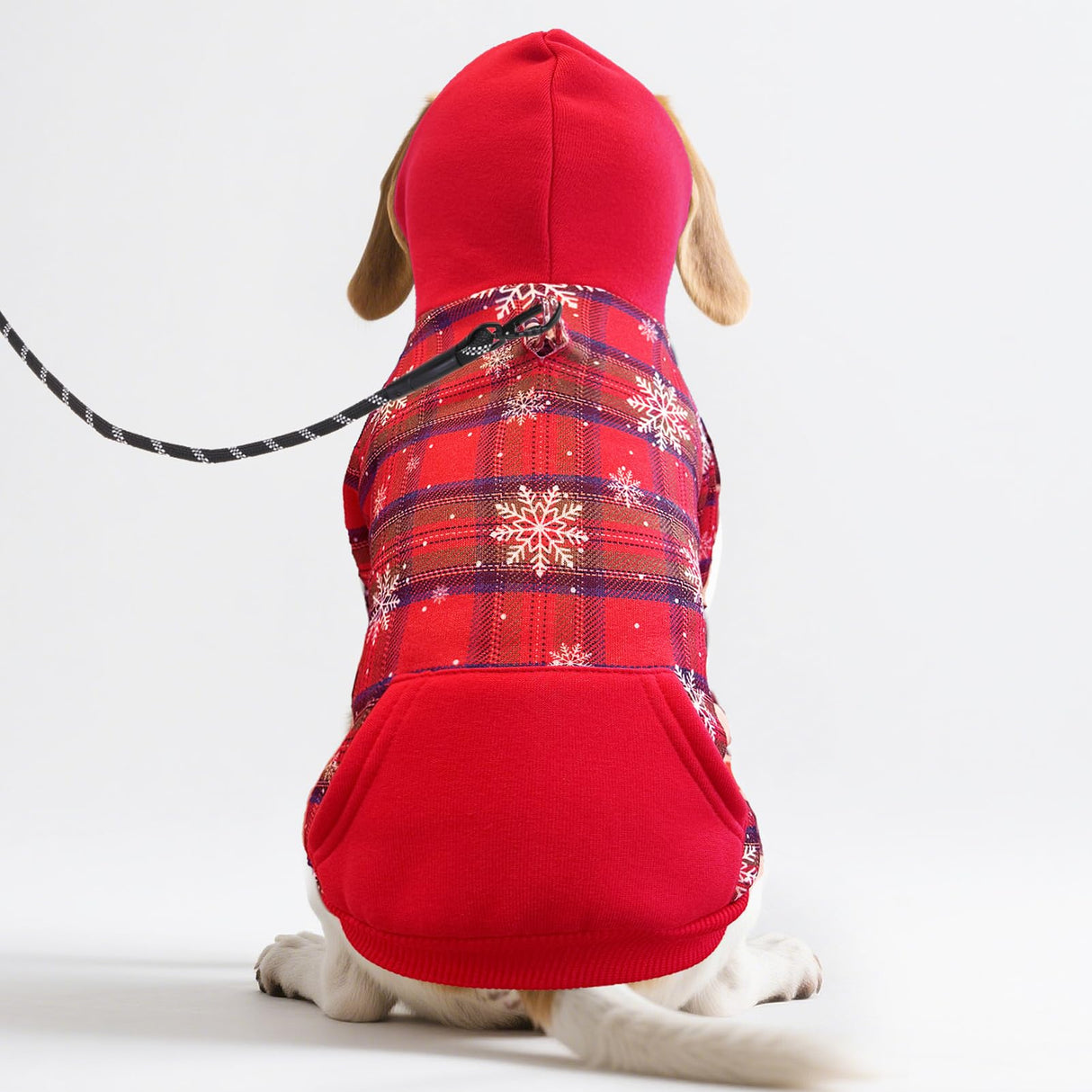 PUPTECK Winter Dog Hoodie Pet Sweatshirt Soft Warm Clothes Fleece Lined with Hat for Small Medium Large Dogs, Pocket Design, Snow M