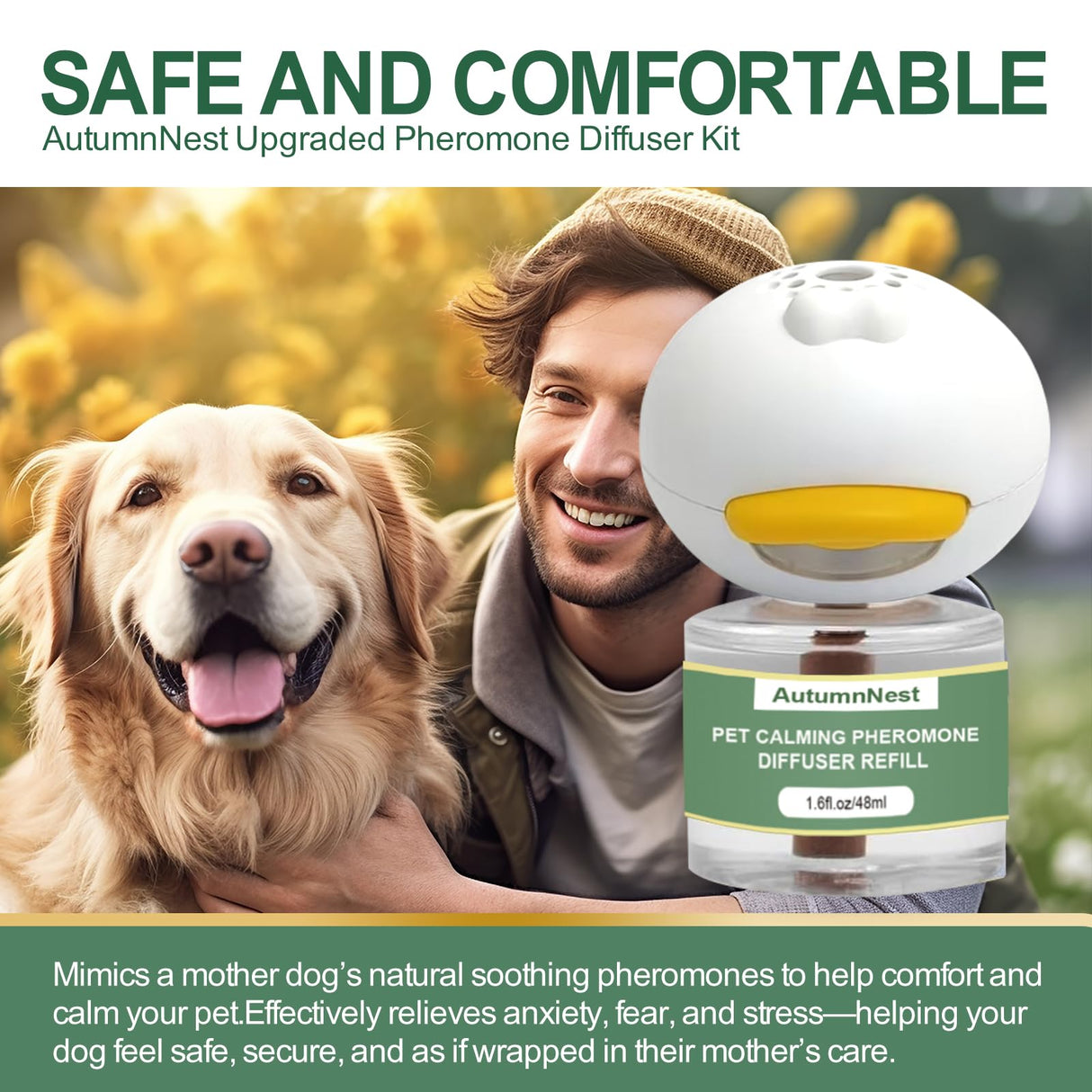 14 IN 1 Dog Calming Diffuser Kit with Night Light | 4 Plug-in Diffusers + 10 Refills (48ml Each) | New Formula Pheromone for Dogs | Anxiety Relief, Stop Barking, Reduce Stress | 300 Days Supply