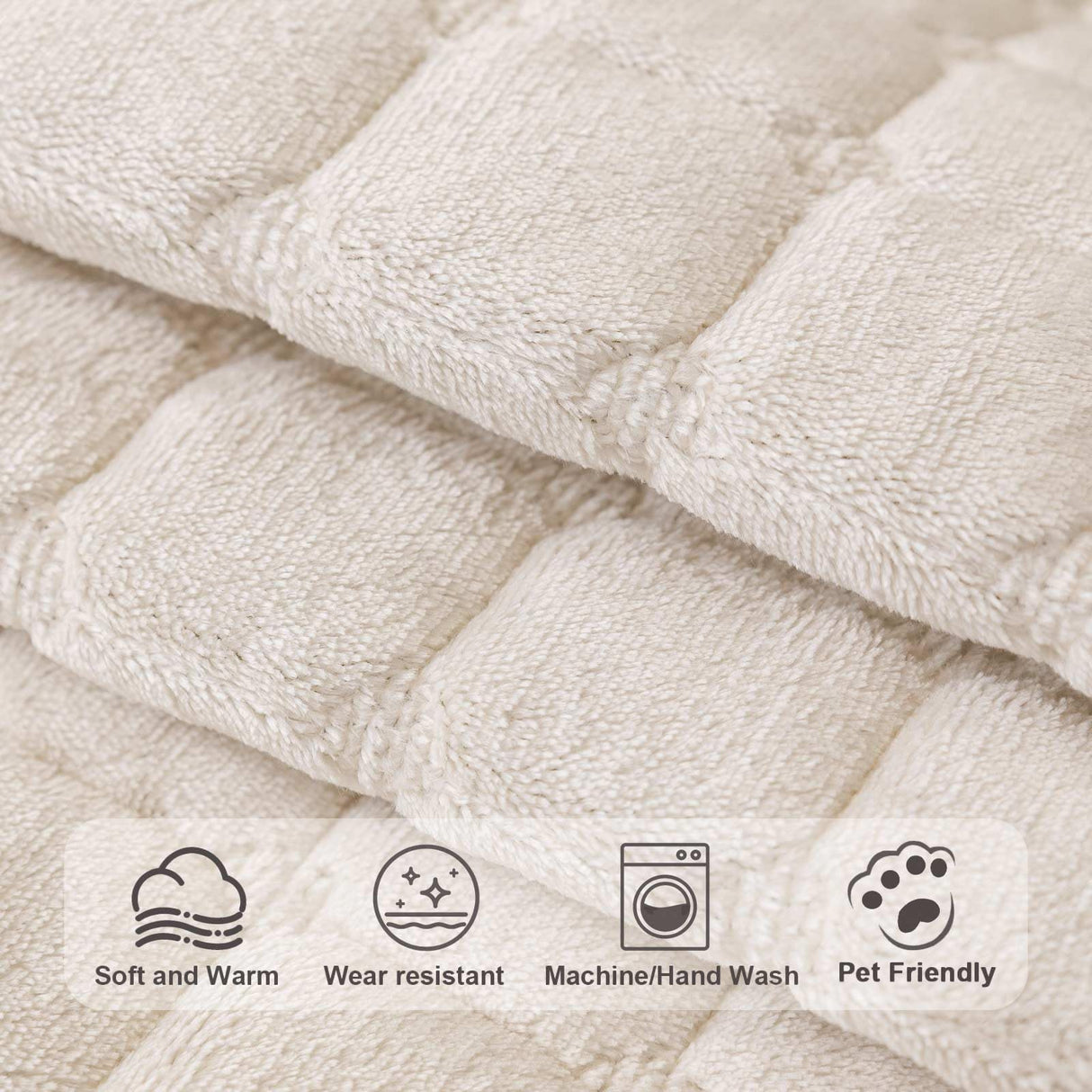 Aucrovee Velvet Washable Couch Cover for Pets Dogs, Non Slip Sectional Sofa Covers for 3 Cushion Couch Sofa L Sharped Sofa Slipcovers, Furniture Protector (1 PCS 36"x82", White)