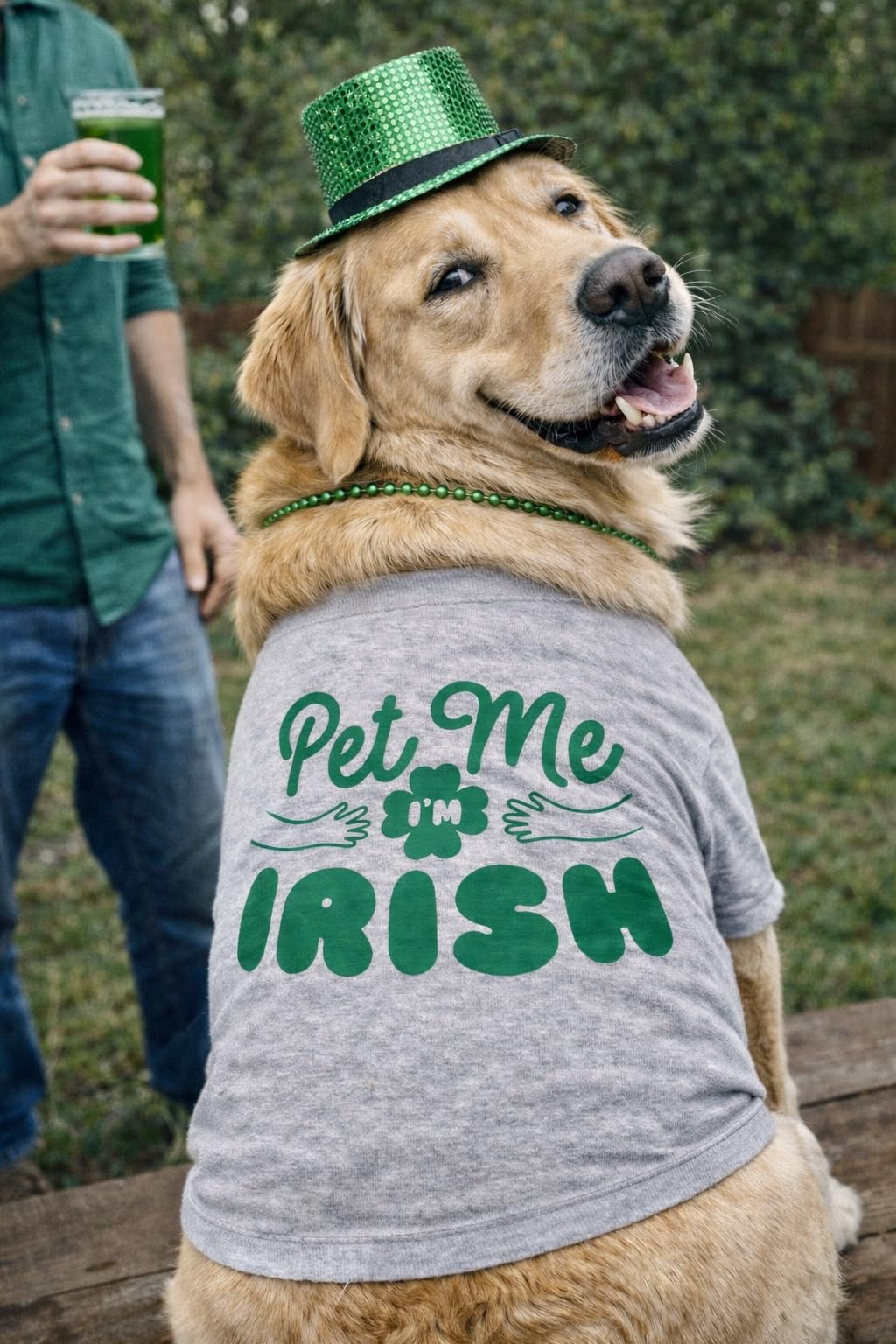 St Patricks Day Dog Shirt – Pet Me Im Irish Print Tee Soft Cotton Holiday Outfit – Funny Dogs T-Shirt for Small and Large Pets Gray, XL