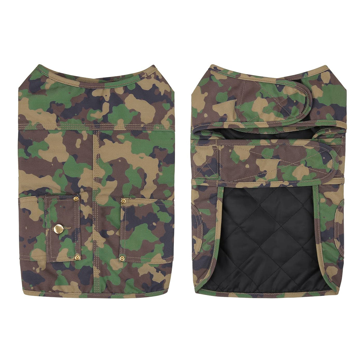 HDE Canvas Dog Vest Waterproof Jacket Cold Weather Coats for S-XL Dogs Duck Camo - S