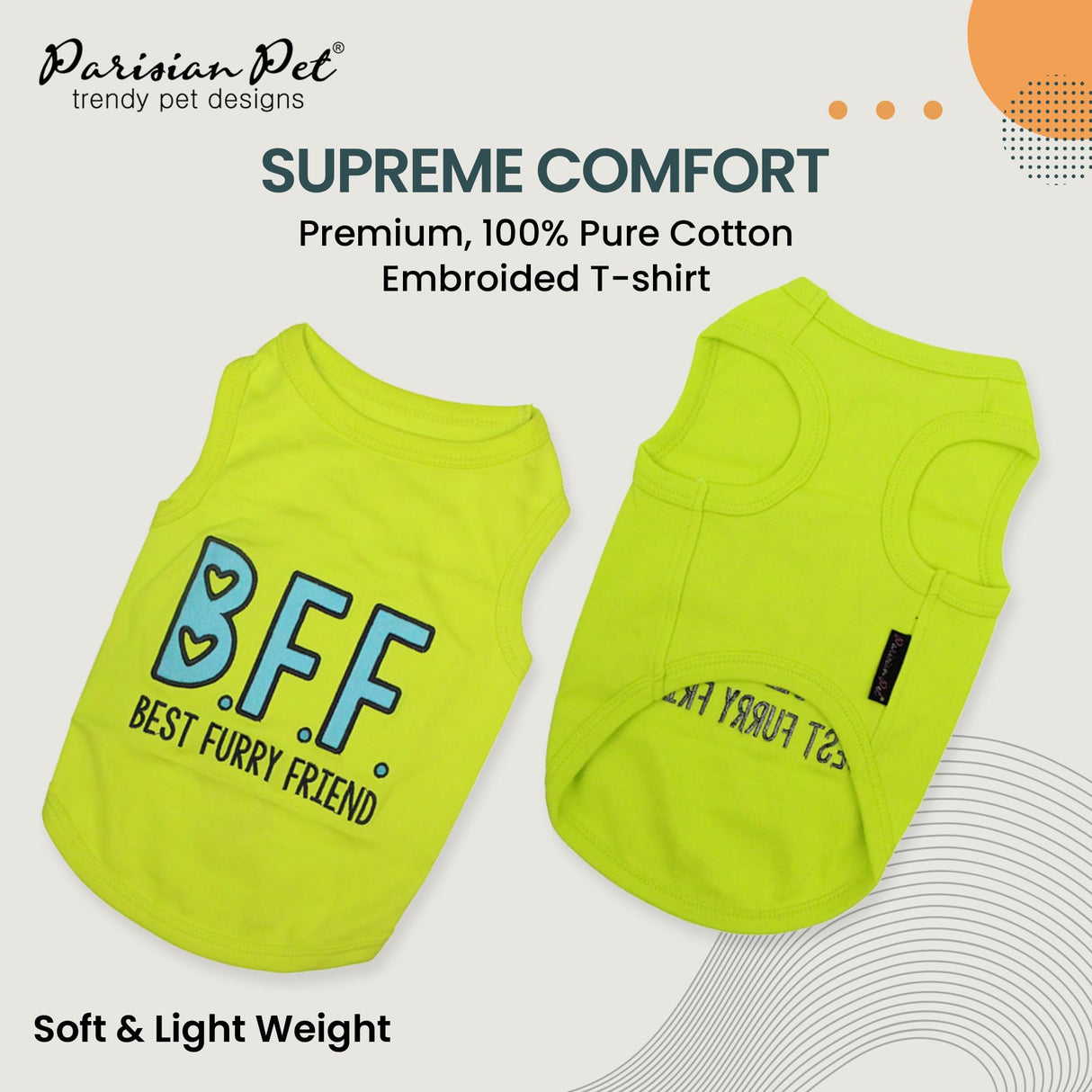 Parisian Pet Dog Shirt – 100% Cotton Shirts for Medium Dogs – Sleeveless Puppy Clothes – Lightweight Pet Apparel – Breathable Soft Dog Clothes and Tank Tops - Stretchy Funny T Shirts for Dogs