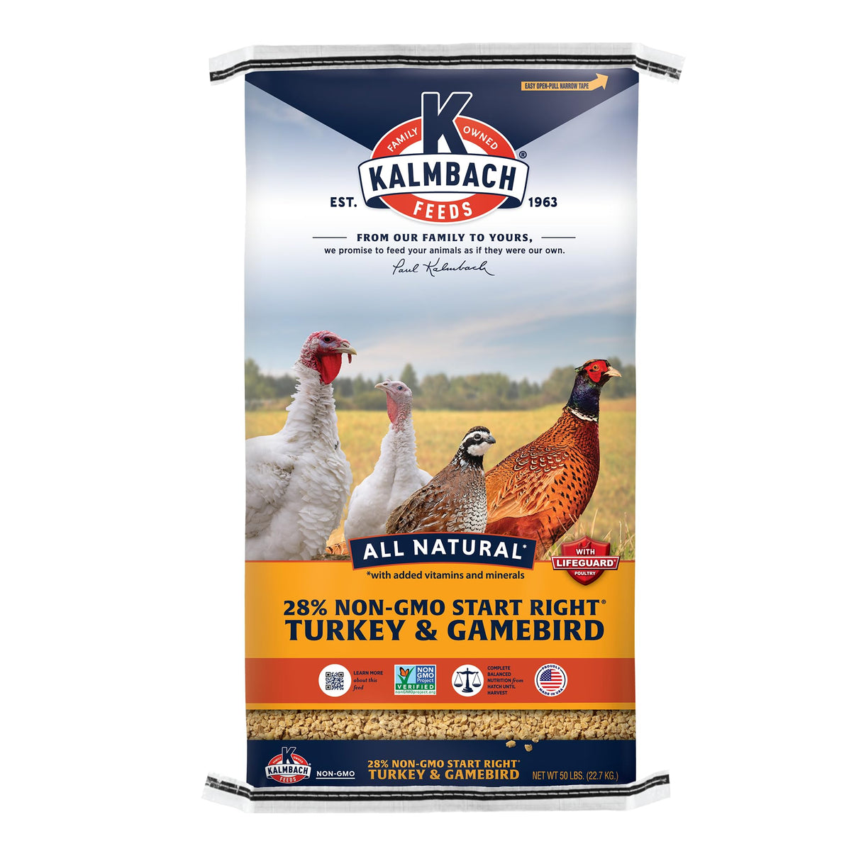 Kalmbach Feeds Start Right Non-GMO Turkey & Gamebird Crumble Feed, 50 lb Bag