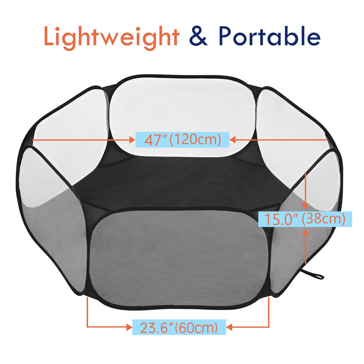 Pawaboo Small Animals Playpen, Waterproof Small Pet Cage Tent with Strong Steel Wire Frame, Portable Outdoor Yard Fence for Chick/Kitten/Puppy/Guinea Pig/Rabbits/Hamster/Chinchillas, Black