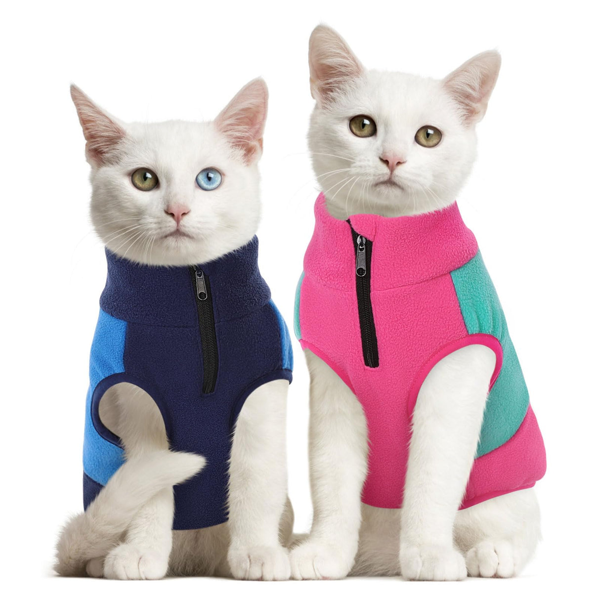 Queenmore Fleece Sweater Vest Jacket for Dogs, Pet Sweatshirt Winter Clothes for Boys Or Girls, Large Medium Small Sizes, Fuchsia/Mint, S