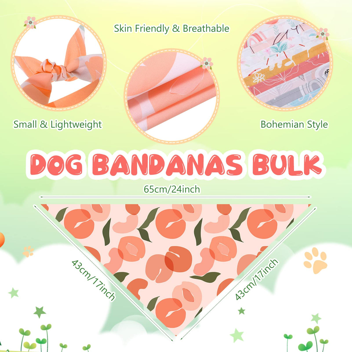 Amylove 50 Pcs Spring Dog Bandanas Bulk Puppy Floral Dog Bibs Holiday Washable Scarf Pets Triangle Head Scarfs Bandanas Pet Costume Outfit(Flower,Small)