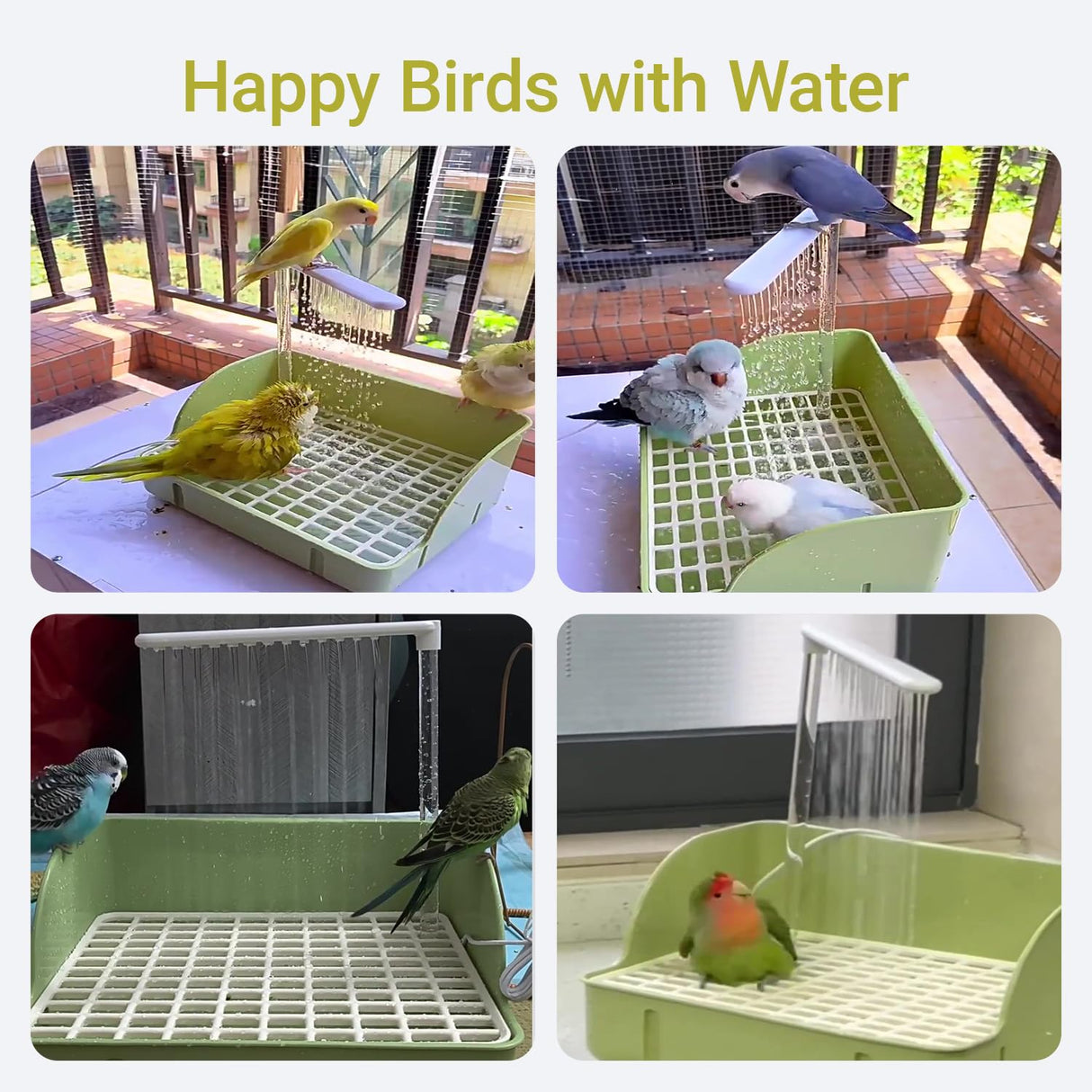 ROOJUNE Bird Bath, Automatic Parrot Shower Bath with Pump, Birds Shower Bathtub with Running Water, Birdcage, Medium Birds Parakeet Budgies Cockatiels Conures Finches, Lovebird