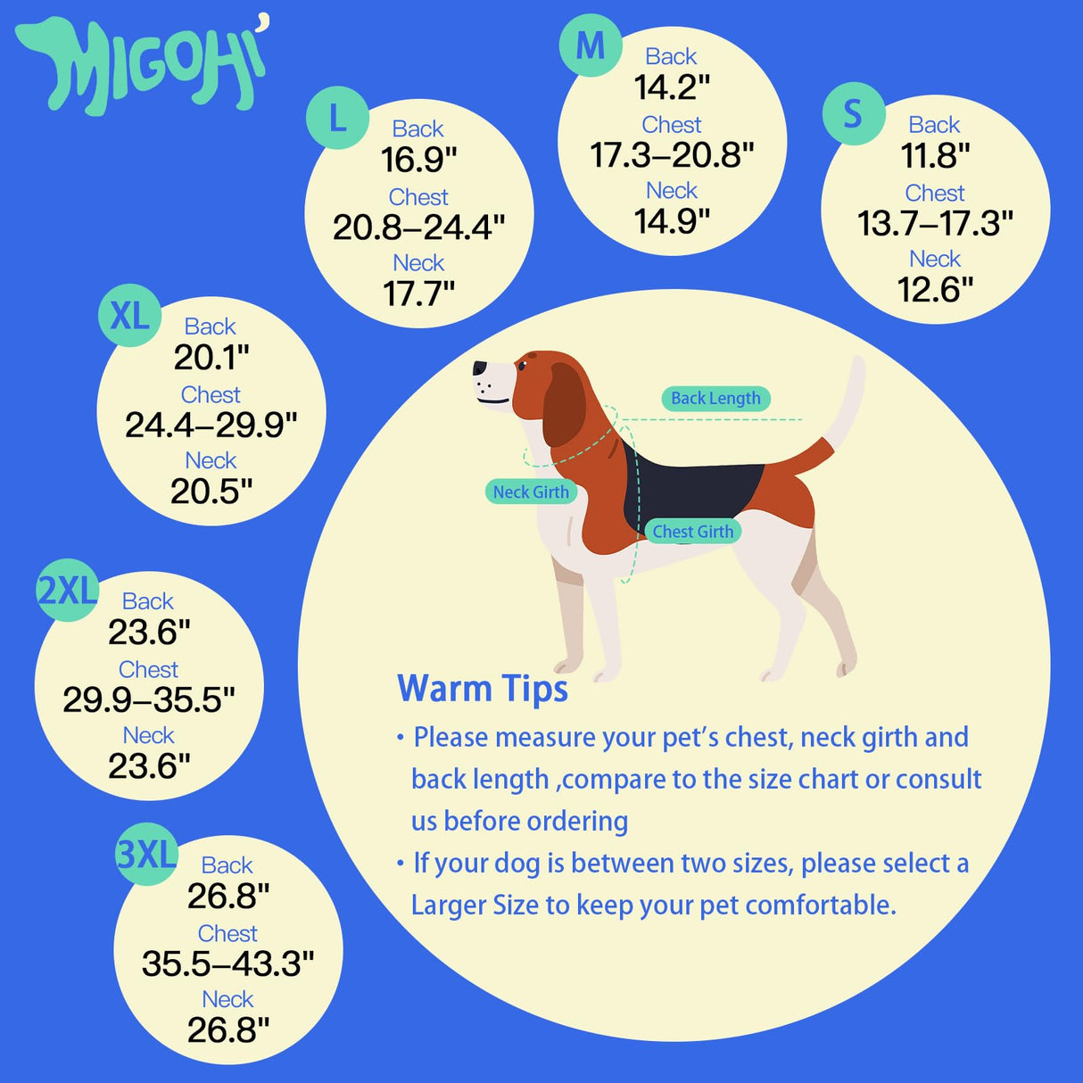 MIGOHI Reflective Waterproof Windproof Dog Coat - Warm Jacket Reversible Stormguard Winter Vest for Small to Large Dogs (Navy, M)