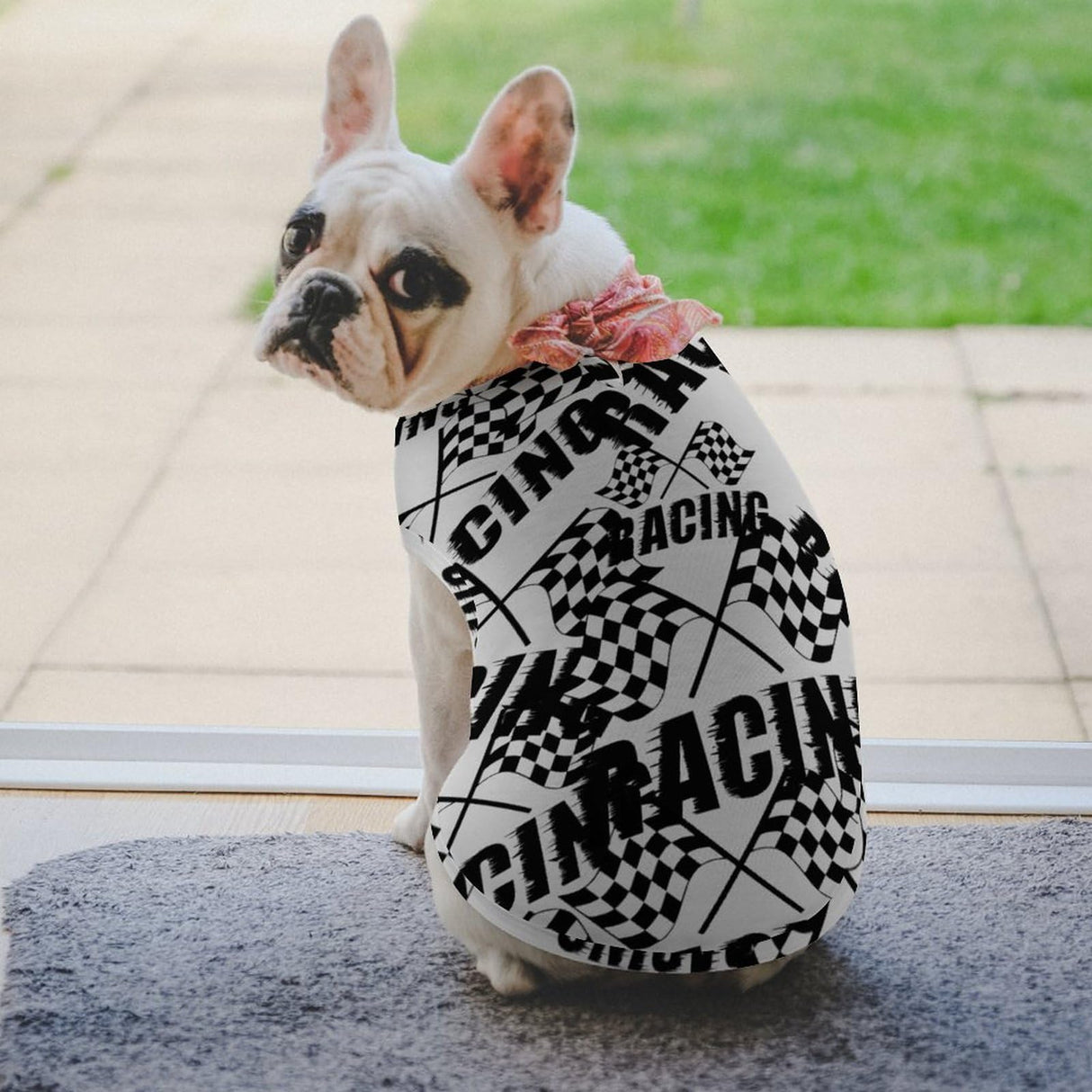 Checkered Flags Race Car Flag Dog Shirts Printed Pet Tank Top Sleeveless Vest Soft Pet T Shirts for Puppy and Cat