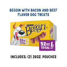 Load image into Gallery viewer, Purina Beggin' Strips With Real Meat Dog Treats With Bacon and Beef Flavors - (Pack of 2) 26 oz. Pouches
