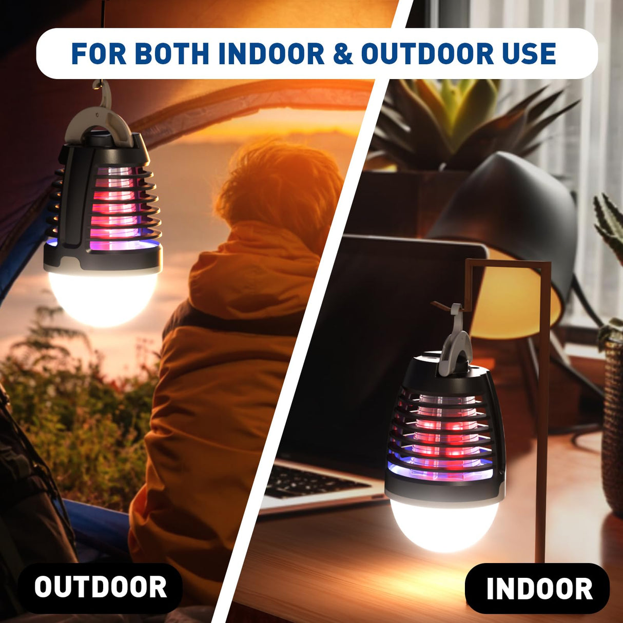 vertmuro Portable Bug Zapper Outdoor Indoor, Electric Mosquito Fly Killer Lamp with Three Lighting Mode, USB Rechargeable Light Bulb Zapper for Camping, Home, Patio (3 Pack)