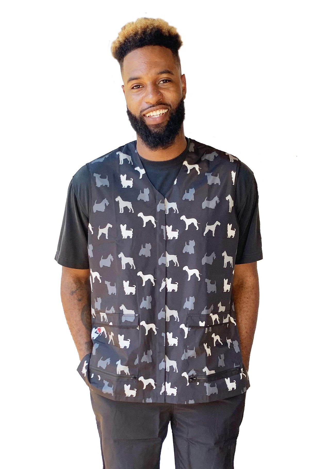 Ladybird Line 815 - Waterproof Men's Terrier Pet Grooming Accent Jacket Ideal for Pet Groomers and Hair Stylists - Solid Back - 4XL