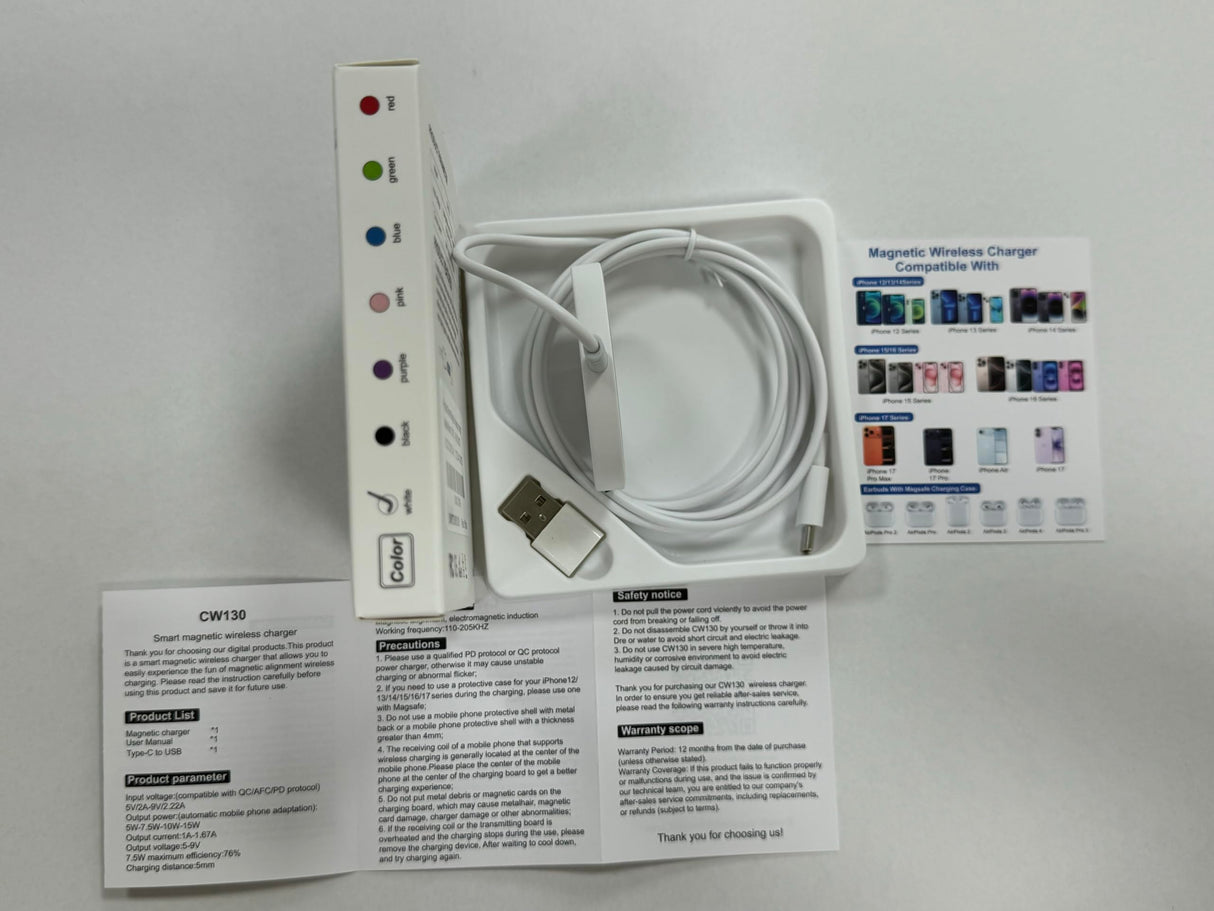 Magnetic Wireless Magsafe Charger iPhone: Charging Pad for iPhone 17/16/15/14/13/12 Series & AirPods Pro 4-2, Strong Magnet, Dual Ports, Case-Friendly, Lightweight for Travel Home Office Desk