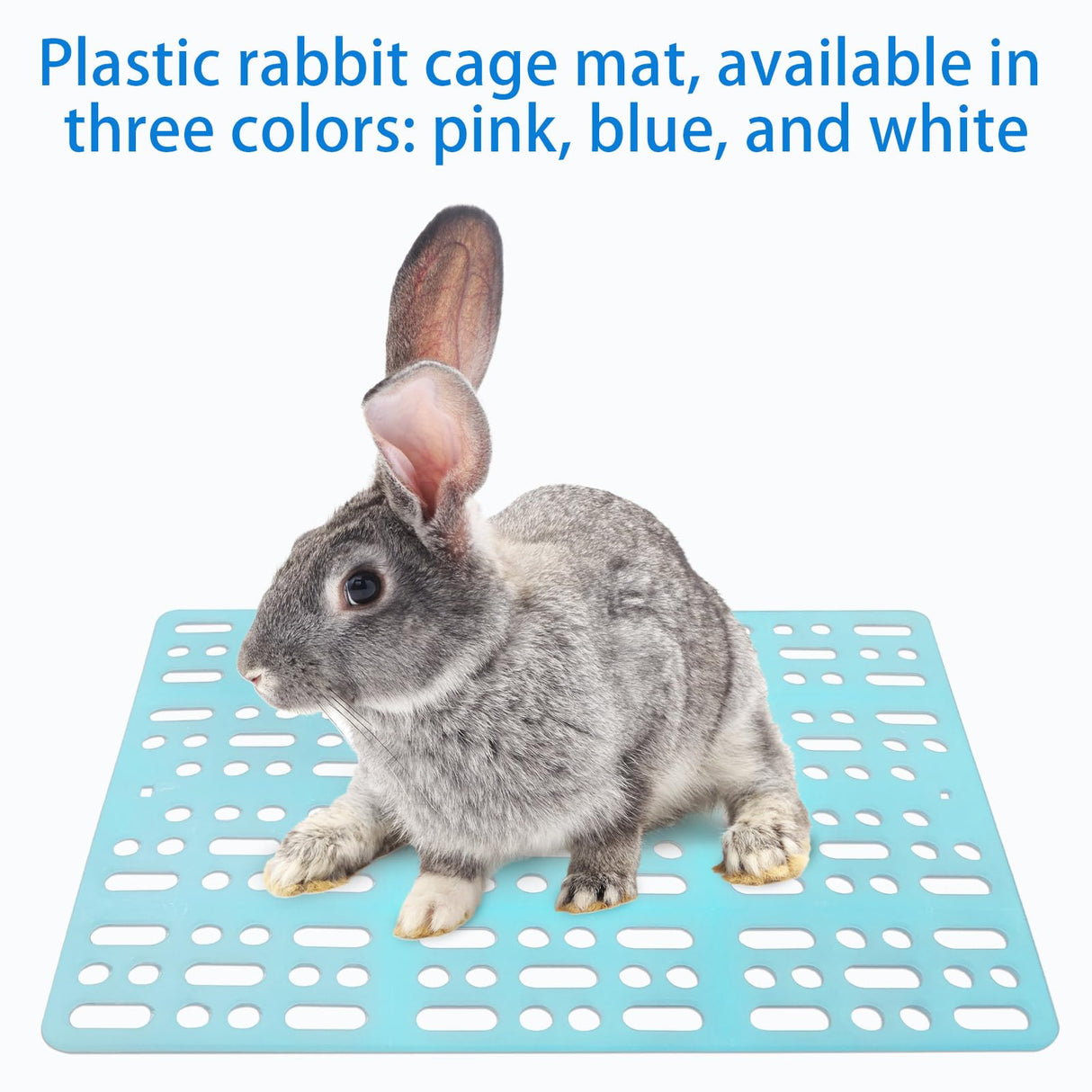 BICHENHWAI 6 Pack Pet Cage Mats 13.3"x9.8" Plastic Leak-Proof Floor Pads with Buckle (Blue/Pink/White) for Rabbits, Guinea Pigs Small Animals