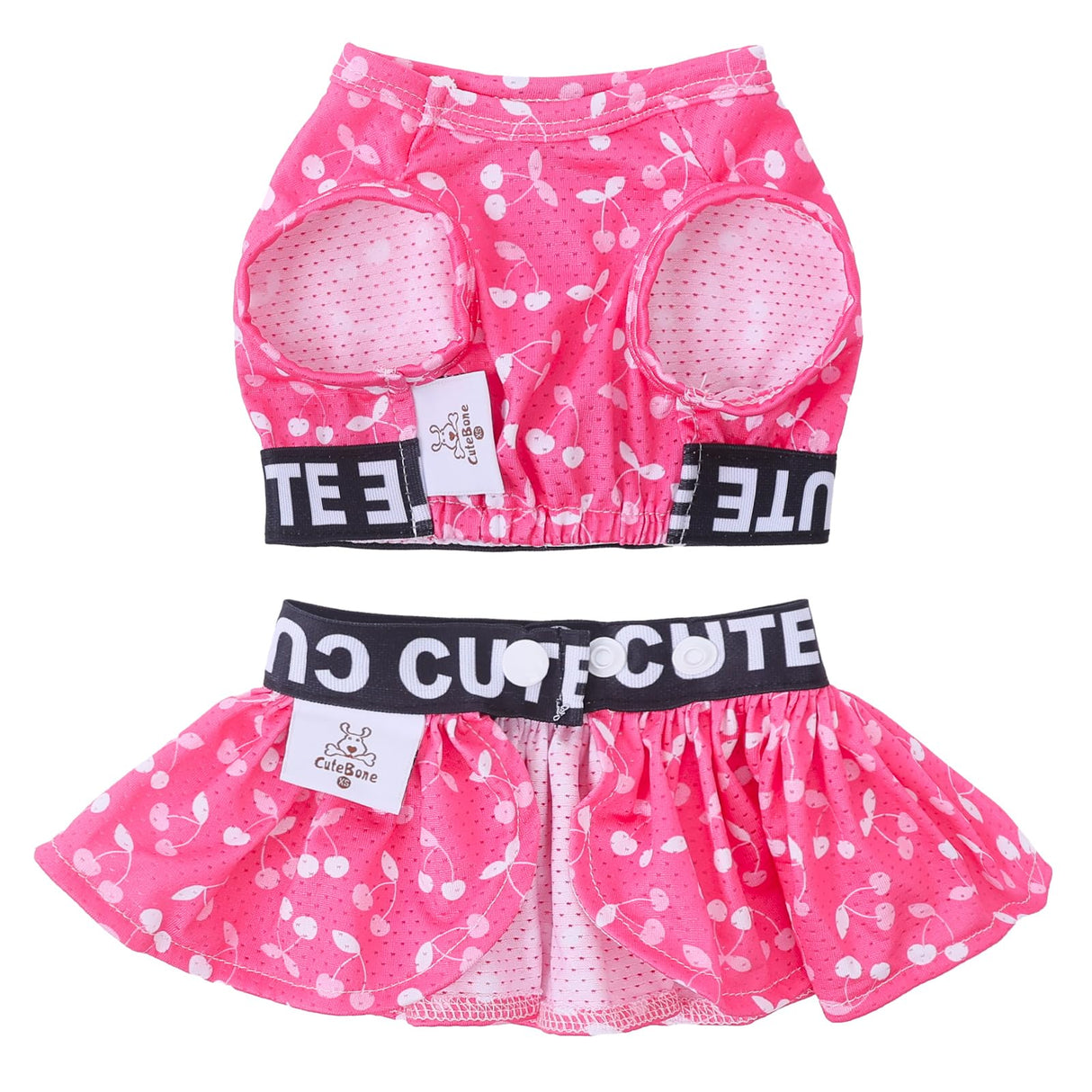 CuteBone Two Piece Dog Sports Dress Athleisure Puppy Skirt Lightweight Small Dogs Girl Clothes Cat Apparel SPS12L