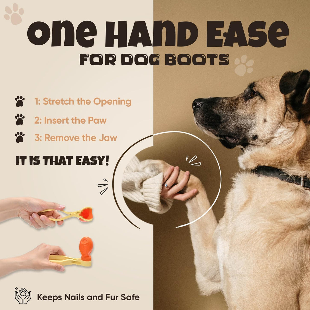Slip into Dog Booties with One Hand | Fitting Tool for Paws Dog Boots & Other Booties for Hot Pavement, Rain, Winter & Snow Protection; Paws Jawz Medium for Small or Medium Booties