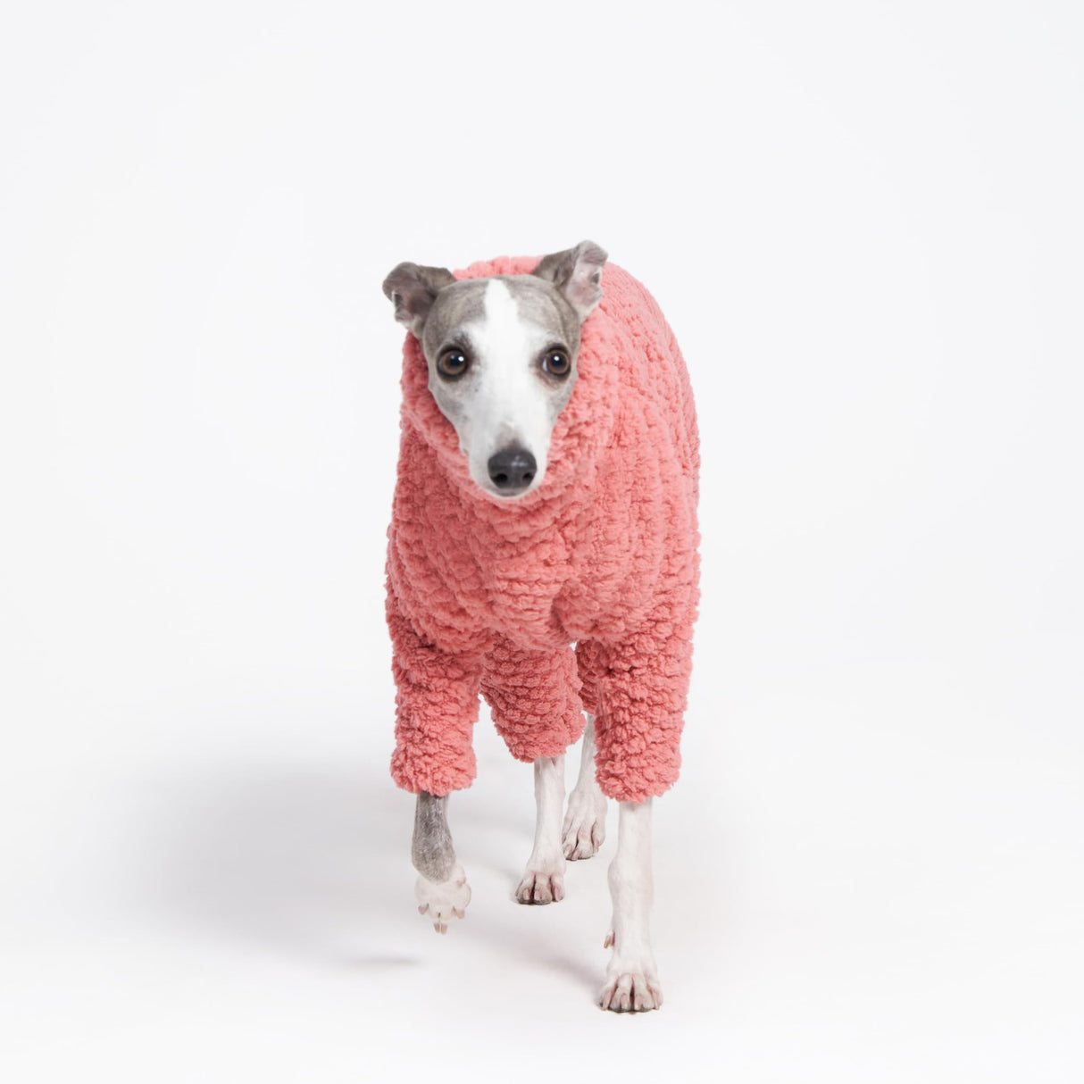 ESCCBOO Fluffy Soft Fleece Jumper Pyjamas for Italian Greyhound Whippet Dogs, Turtleneck Warm Fleece Dog Onesie, Coat, Jammies, Jumpsuit, Romper (Pink, X-Large)