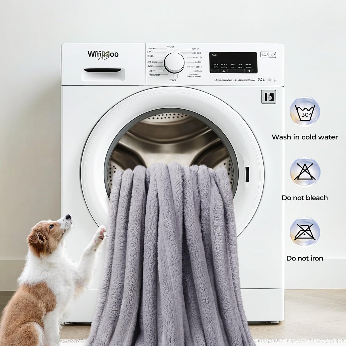 LINENLUX 1 Pack 3 Soft Fleece Dog Blanket for Pet Washable Warm Cat Puppy Fluffy Calming Flannel Grey Large